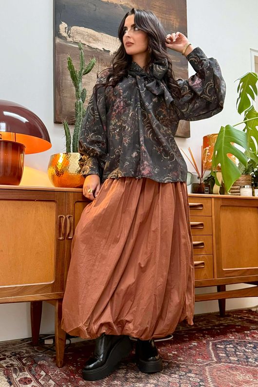 Zeta Otto Tapestry Neck Tie Blouse /6=